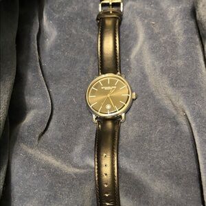 Stuhrling Black Leather Strap Watch